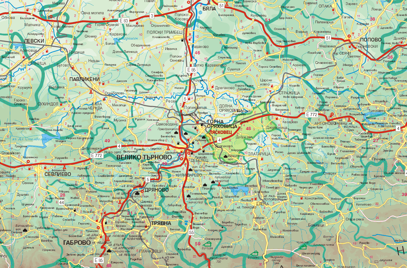 Карта на област Велико Търново
